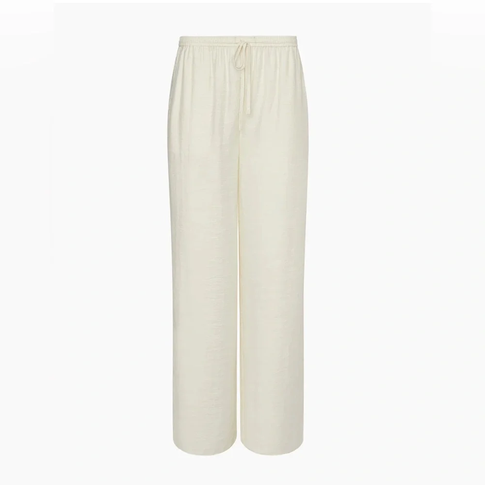NWT Onia Textured Gauze Wide Leg Pant in Egret Size Medium